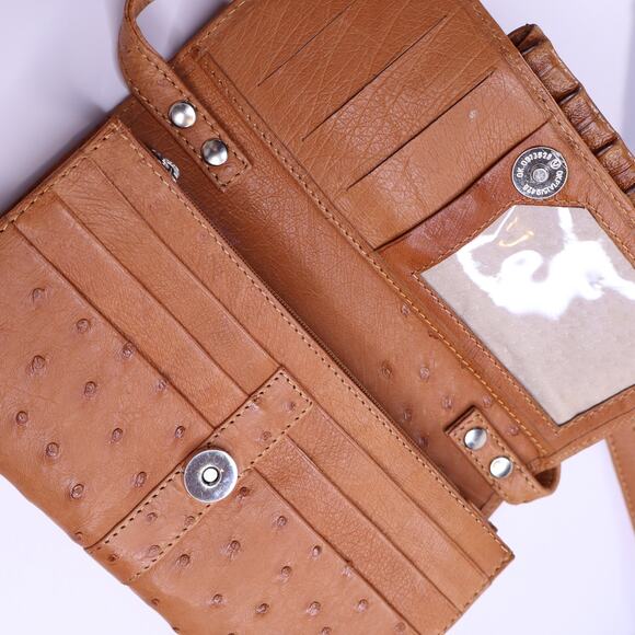 KAROO Classics Bundle of 2 Ostrich Leather Croc Shin Crossbody Bag Blue and Tan - Picture 5 of 6